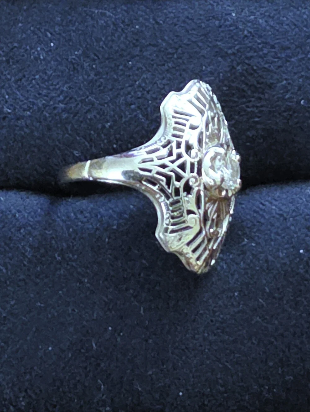 14k Diamond Filigree White Gold Ring (Vintage)